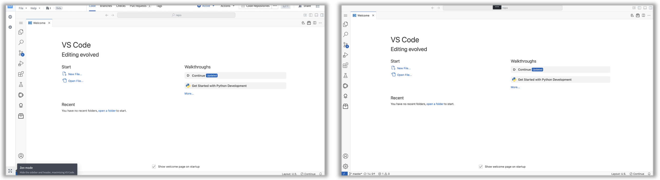The option to use zen mode and a view of how it looks in the platform.