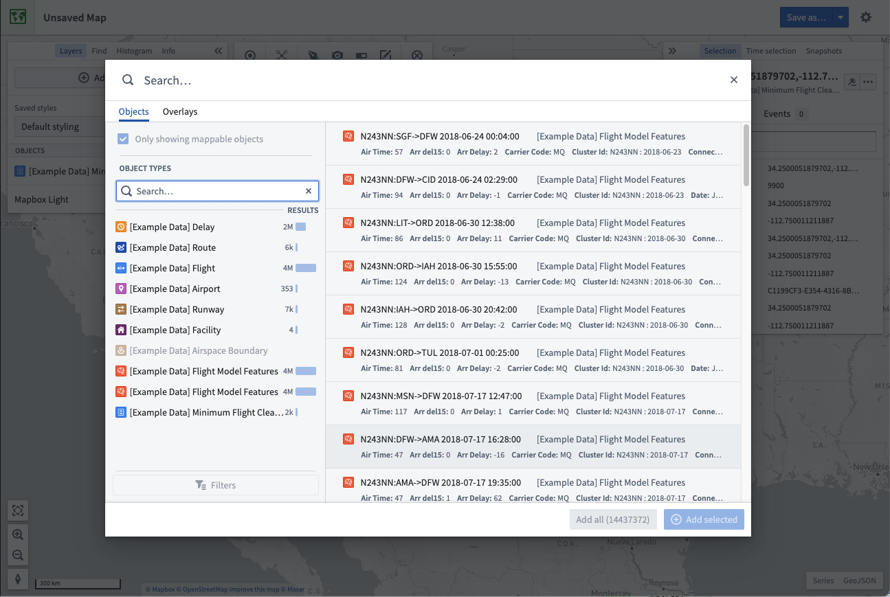 Object search dialog