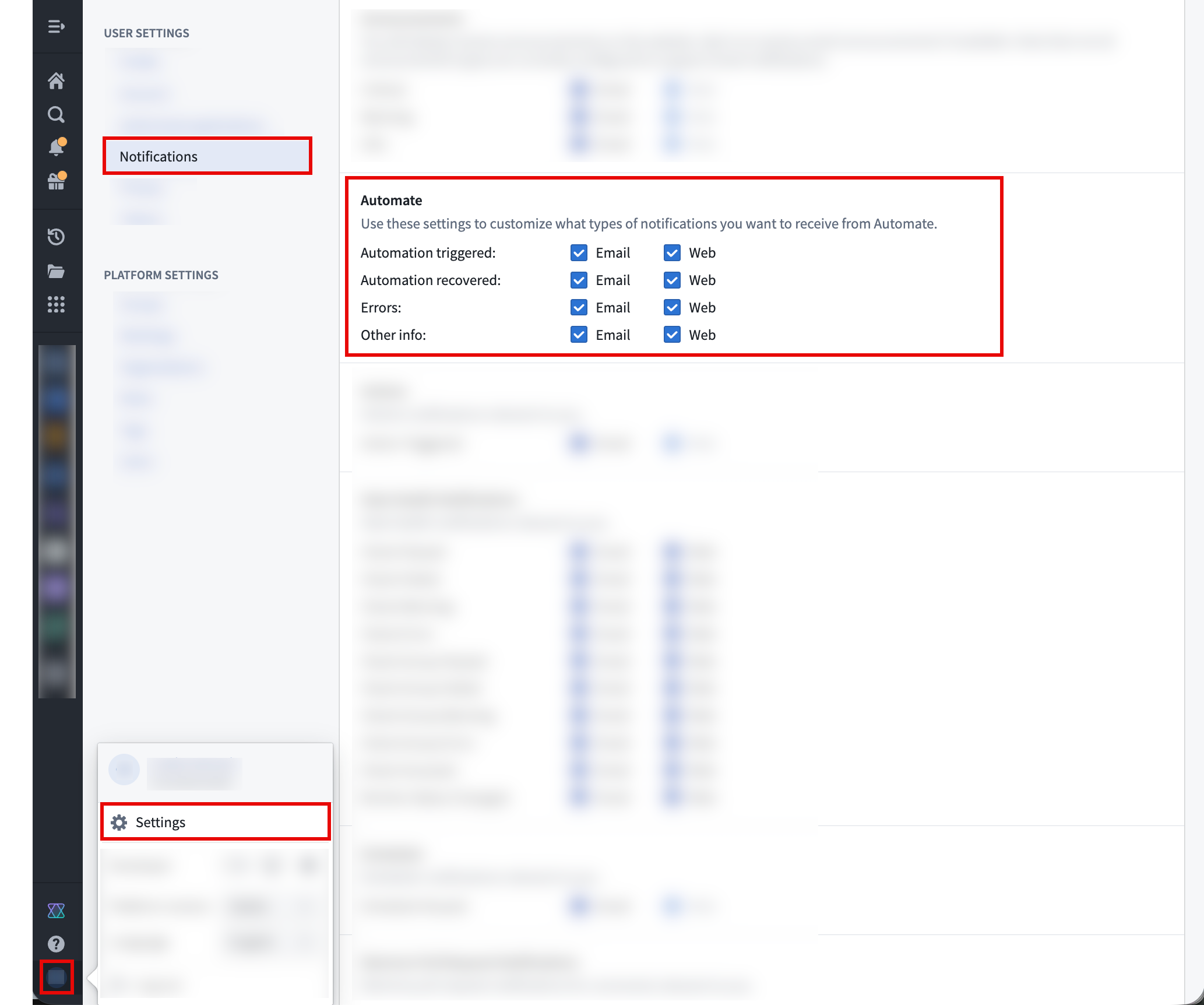 Configure notification settings