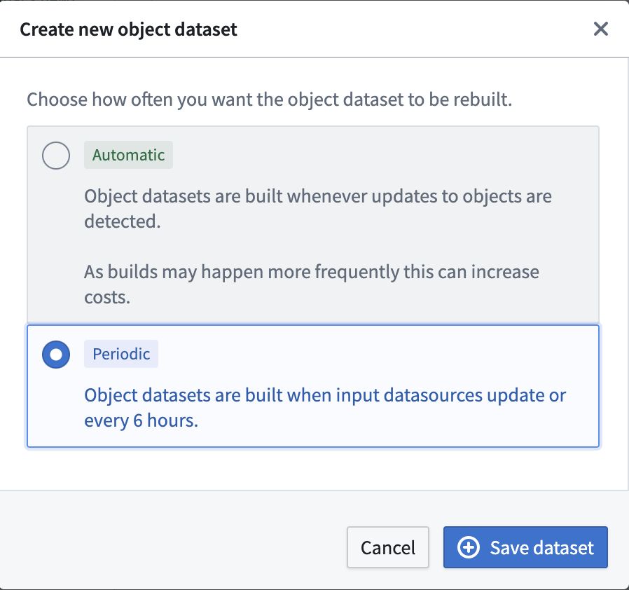 Creating a new output dataset