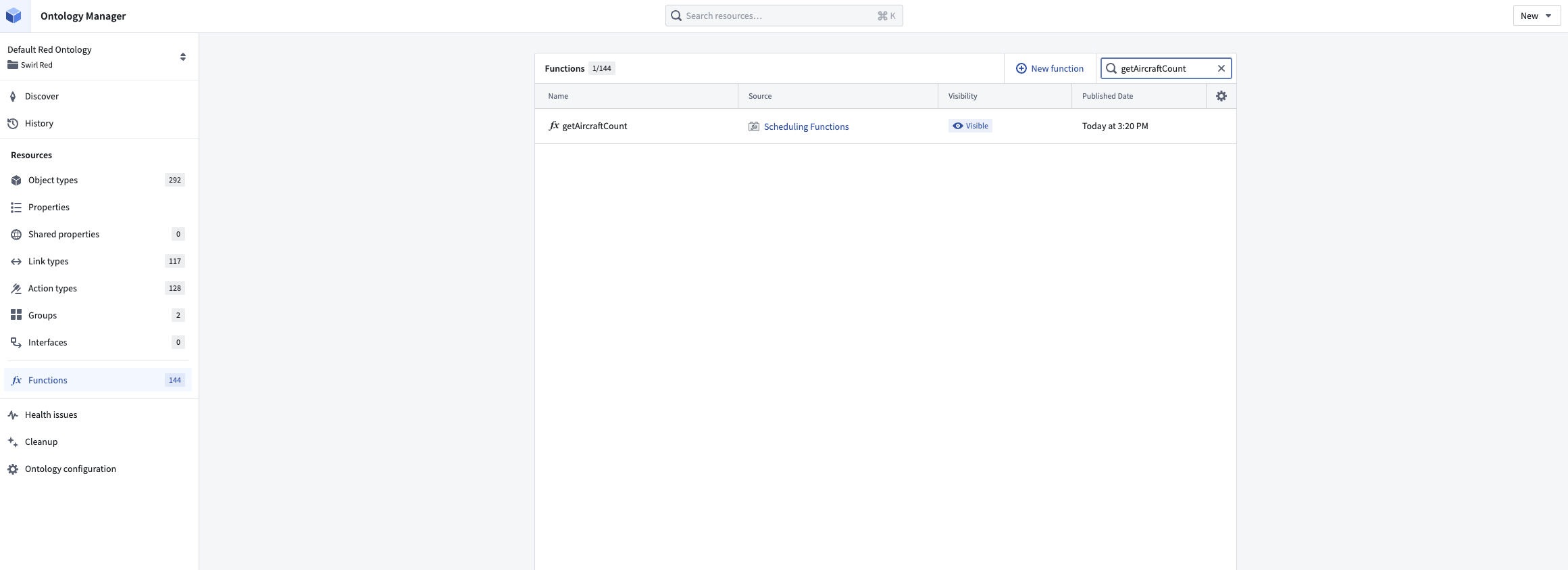 Search for functions in Ontology Manager