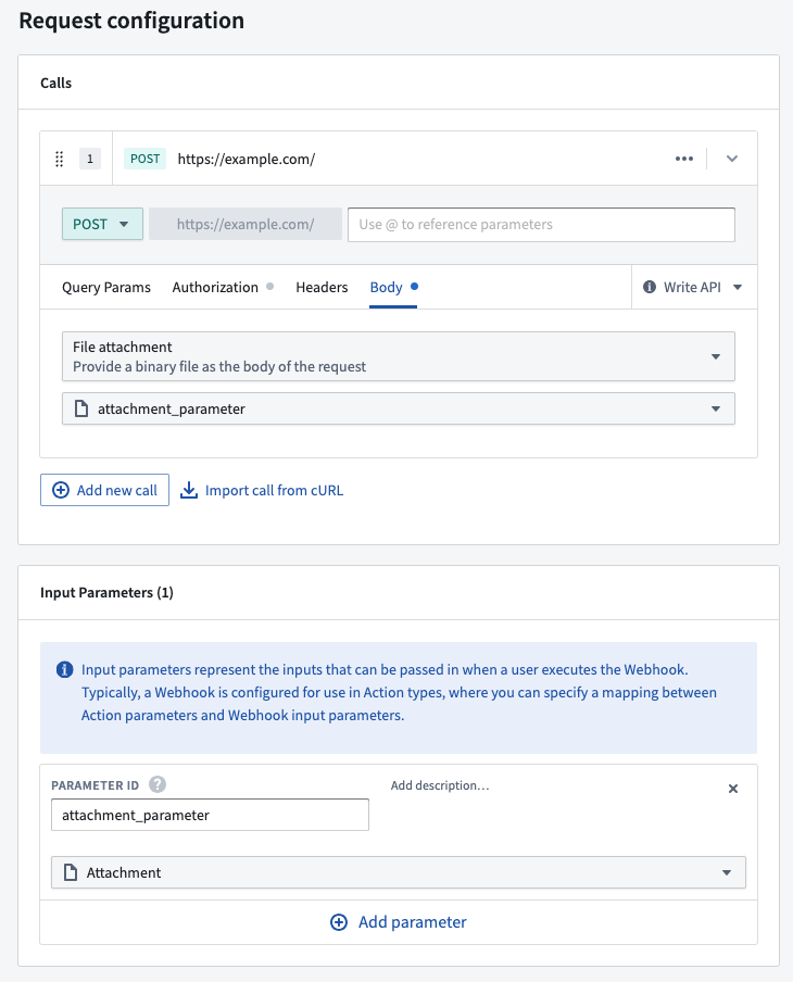 REST API webhook with attachment body