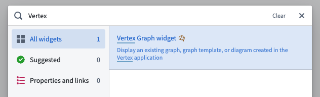 Adding the Vertex graph widget
