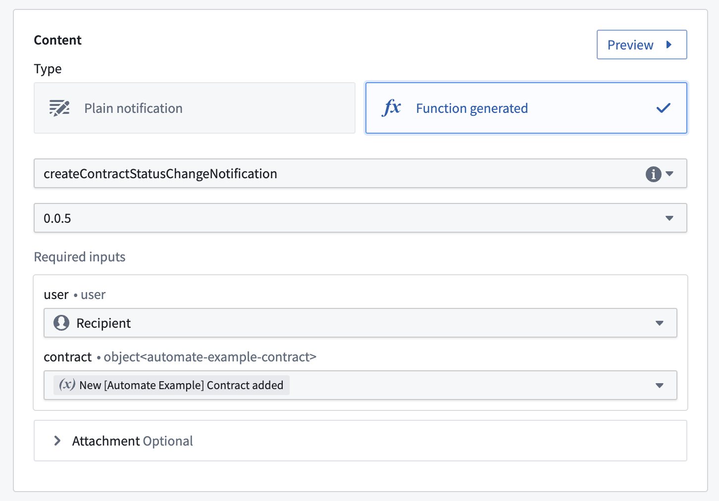 Notify contract owners example - notification content