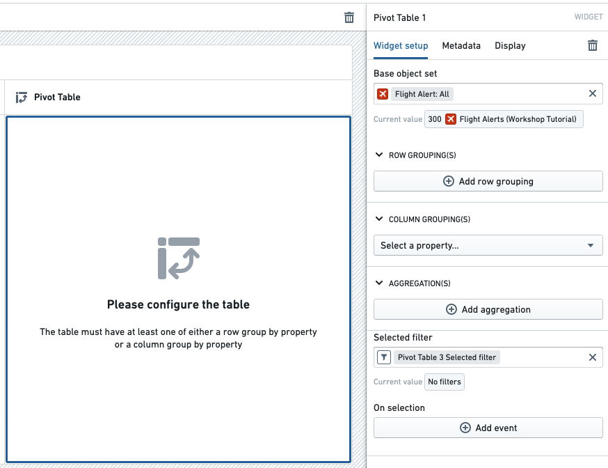 The initial pivot table state before configuration.