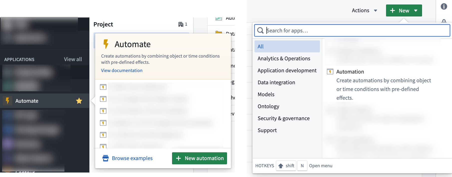 Create a new automation from the application sidebar or from within a Compass folder.