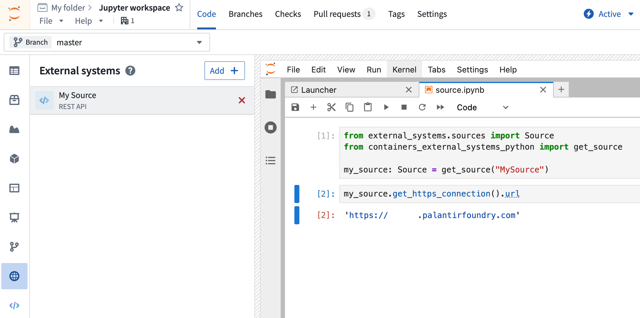 Using a source in Jupyter