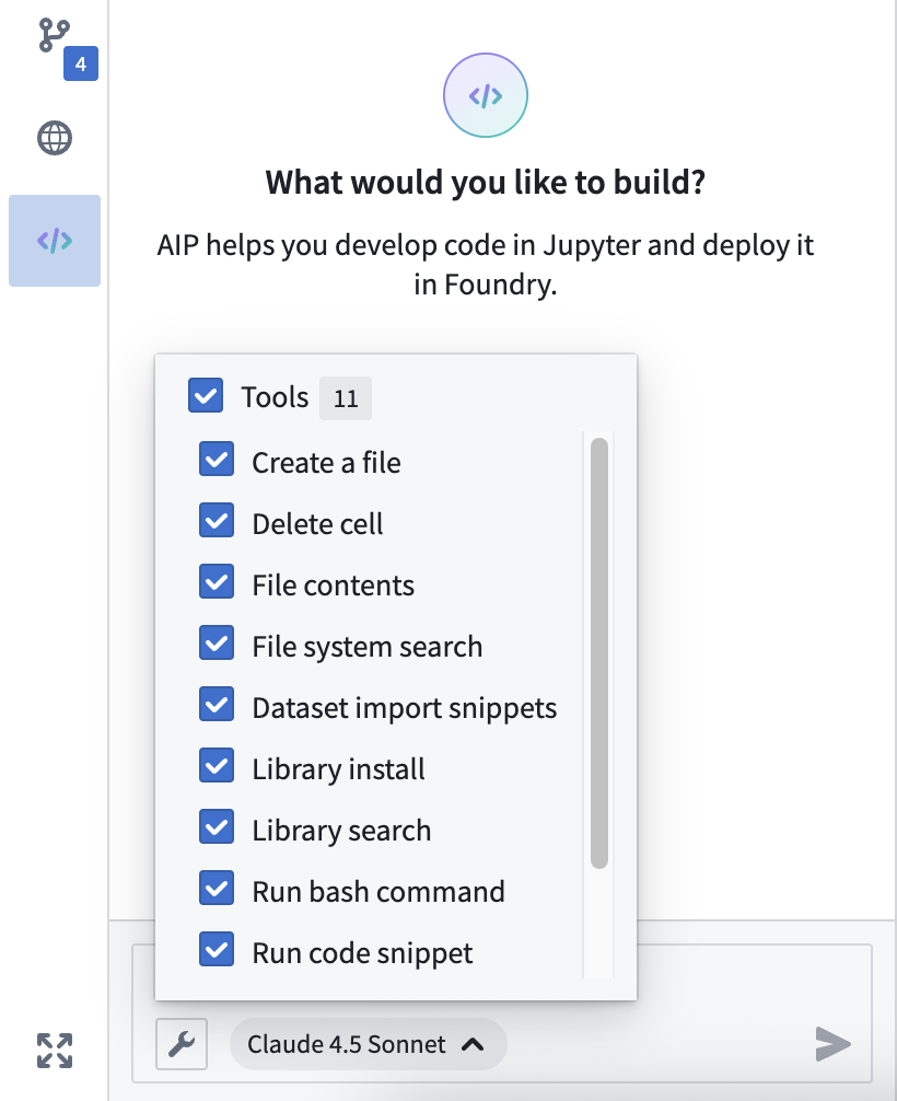 Configure the tools available to the AIP agent in your workspace.
