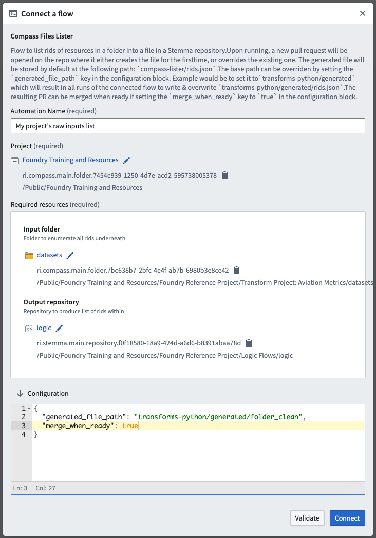 Connected Flow creation UI (filled)