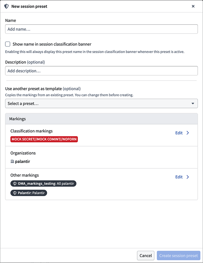 new scoped session dialog