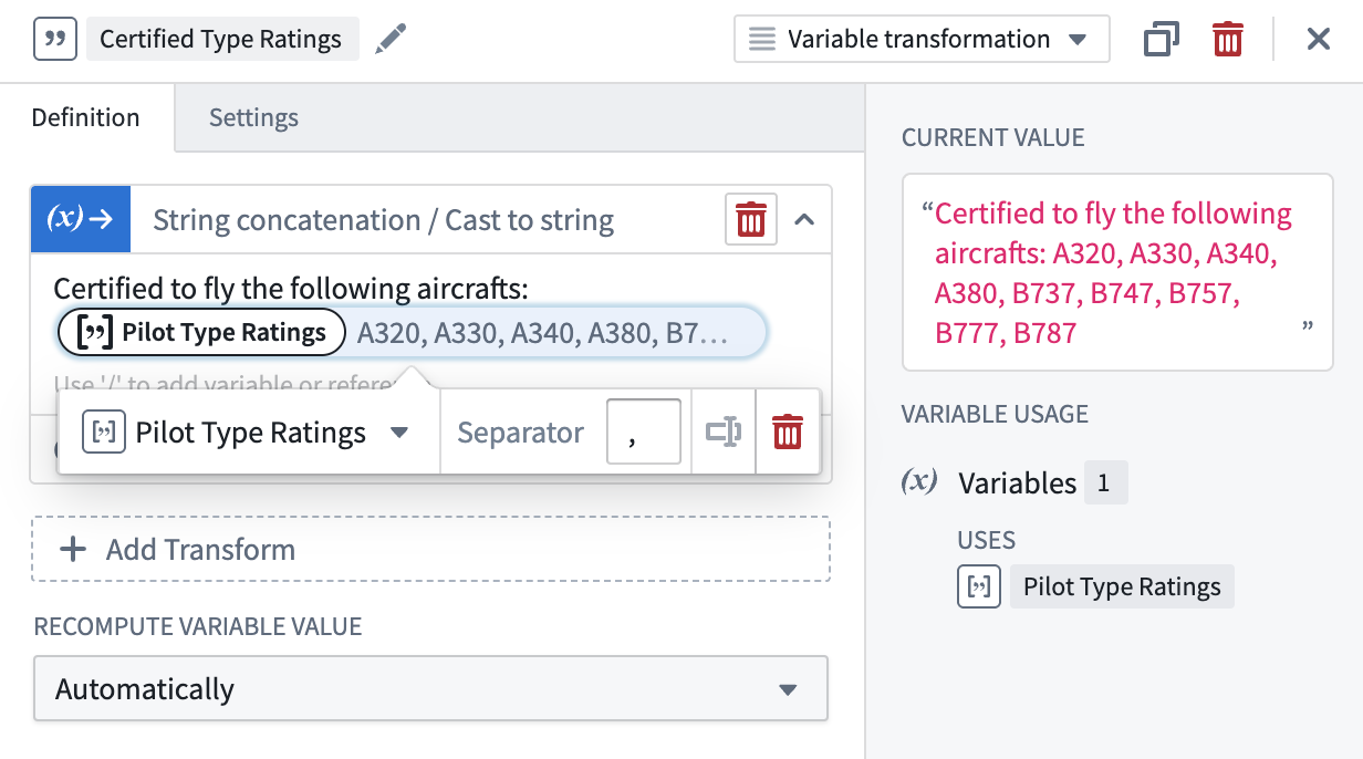 The String concatenation/cast to string operation.