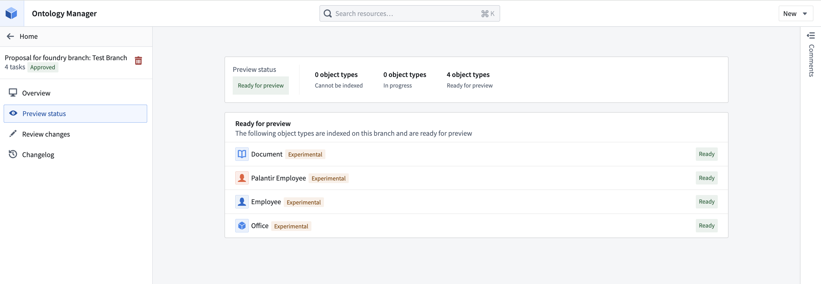 Preview status tab.