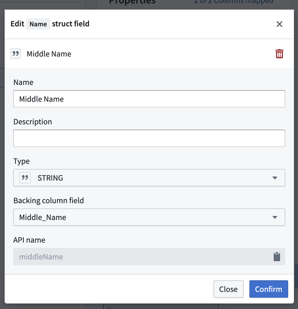 The 'Edit struct field' dialog.