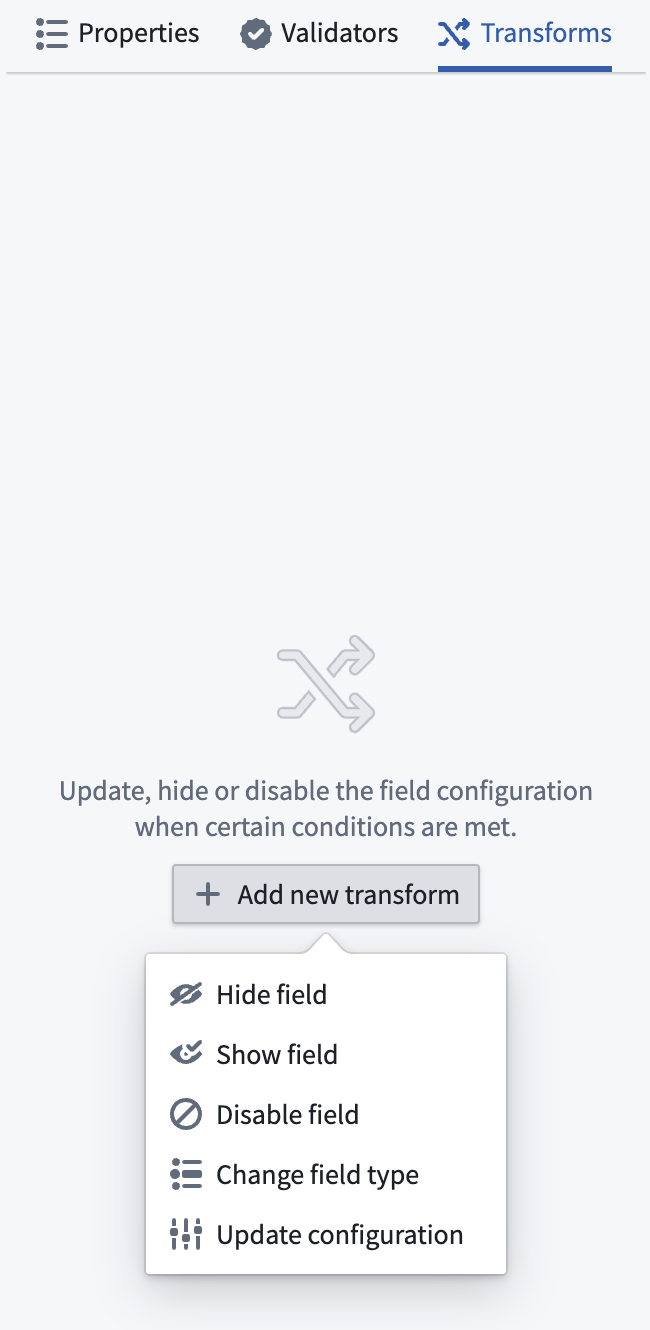Select transform type from menu.