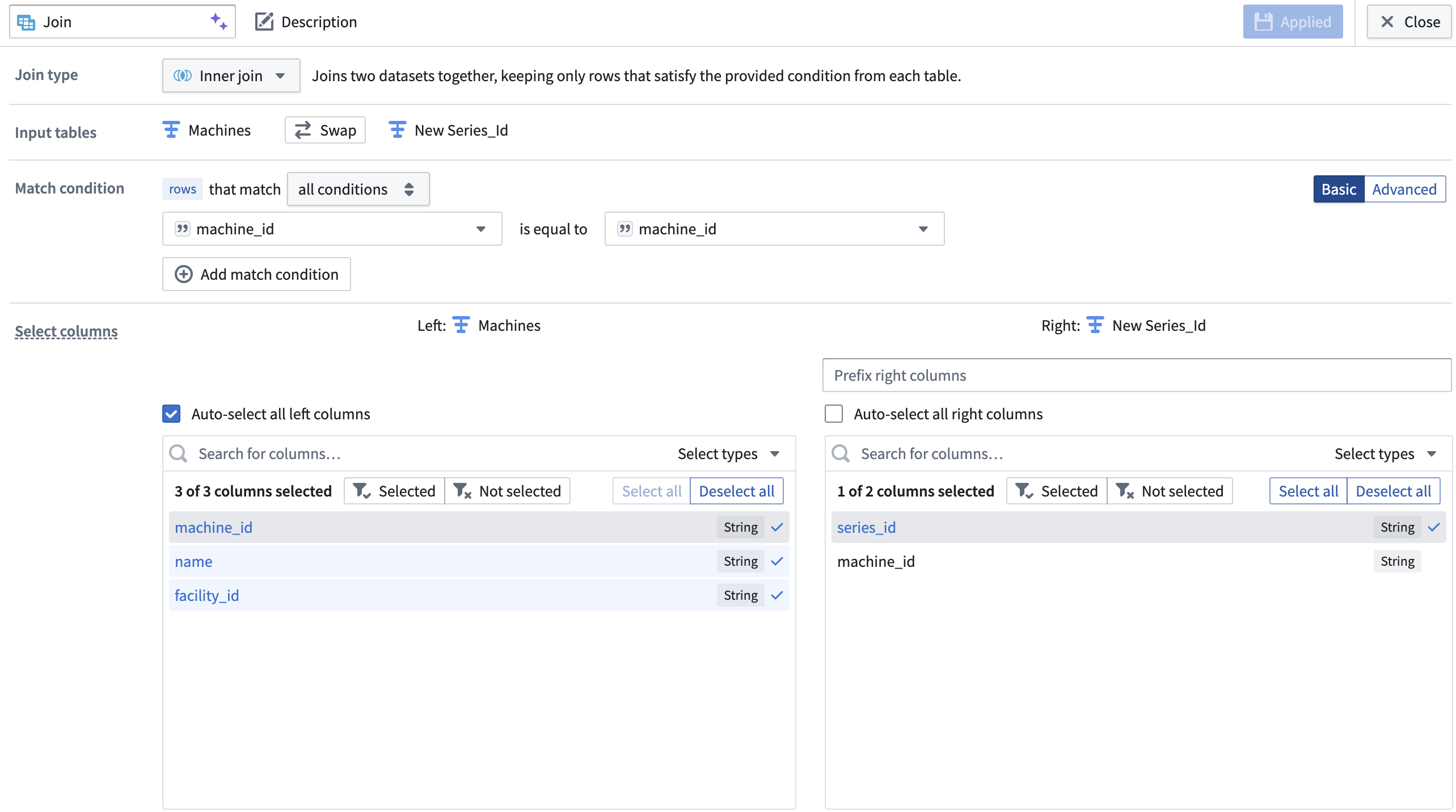 Join with backing dataset example
