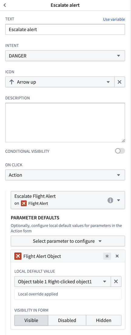 Additional configuration options for adding an action to a right-click menu.