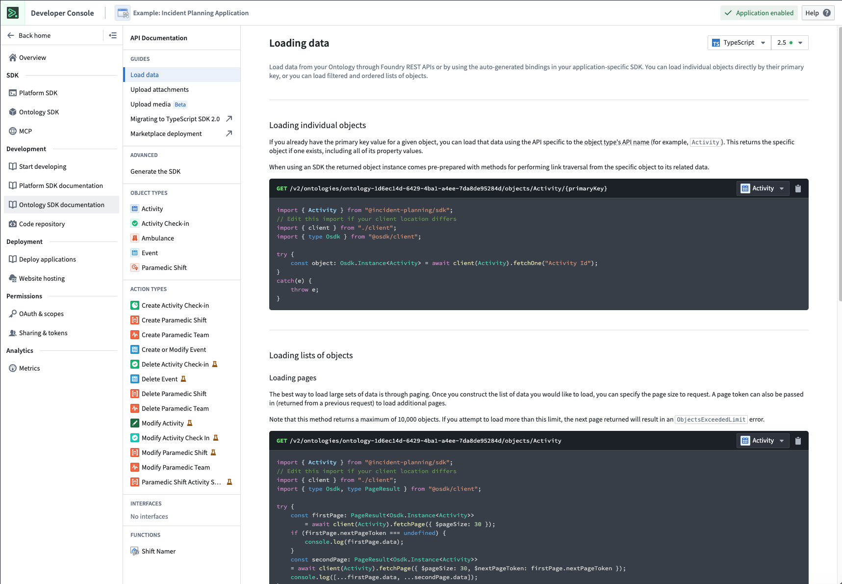 Ontology-specific documentation for the "Aircraft" object type in the Developer Console.