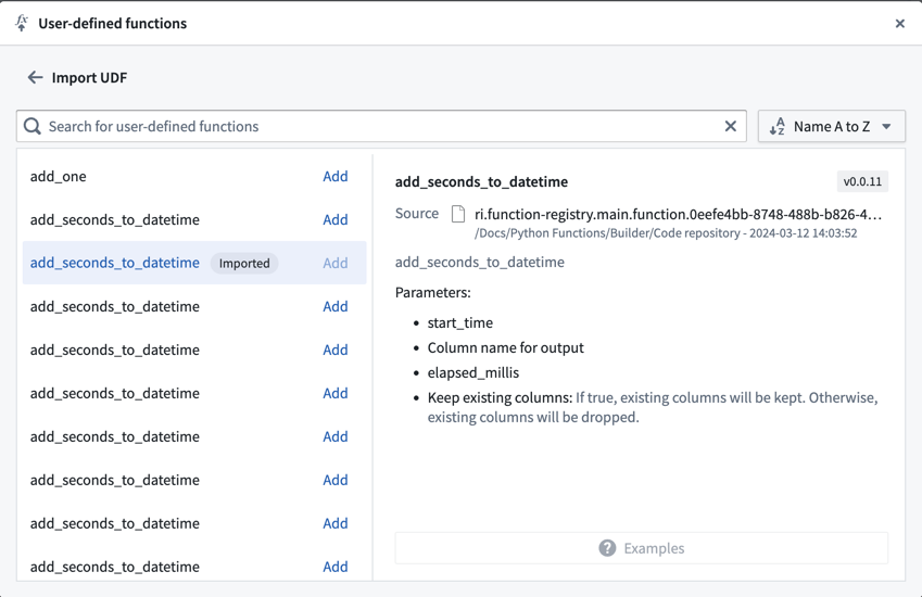 Add Python function to Pipeline Builder.