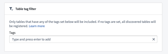 Virtual table auto registration tag filtering.