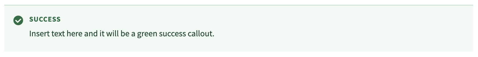Screenshot of green success callout.