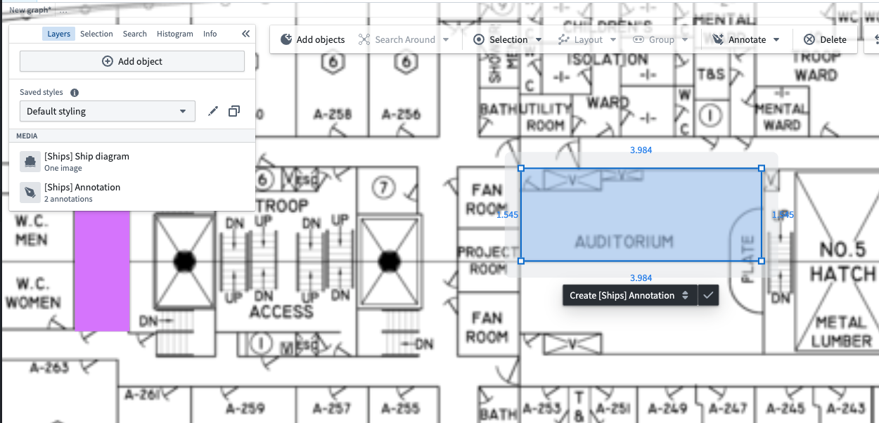 A drawn annotation on the graph media layer.