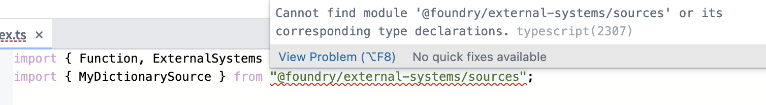External functions import error message.