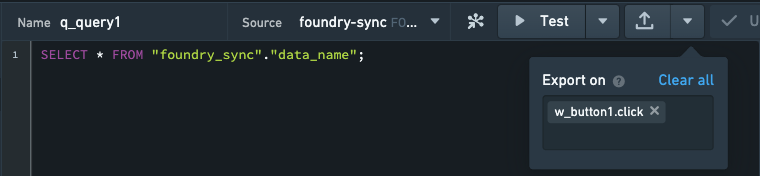 The Query Export on menu