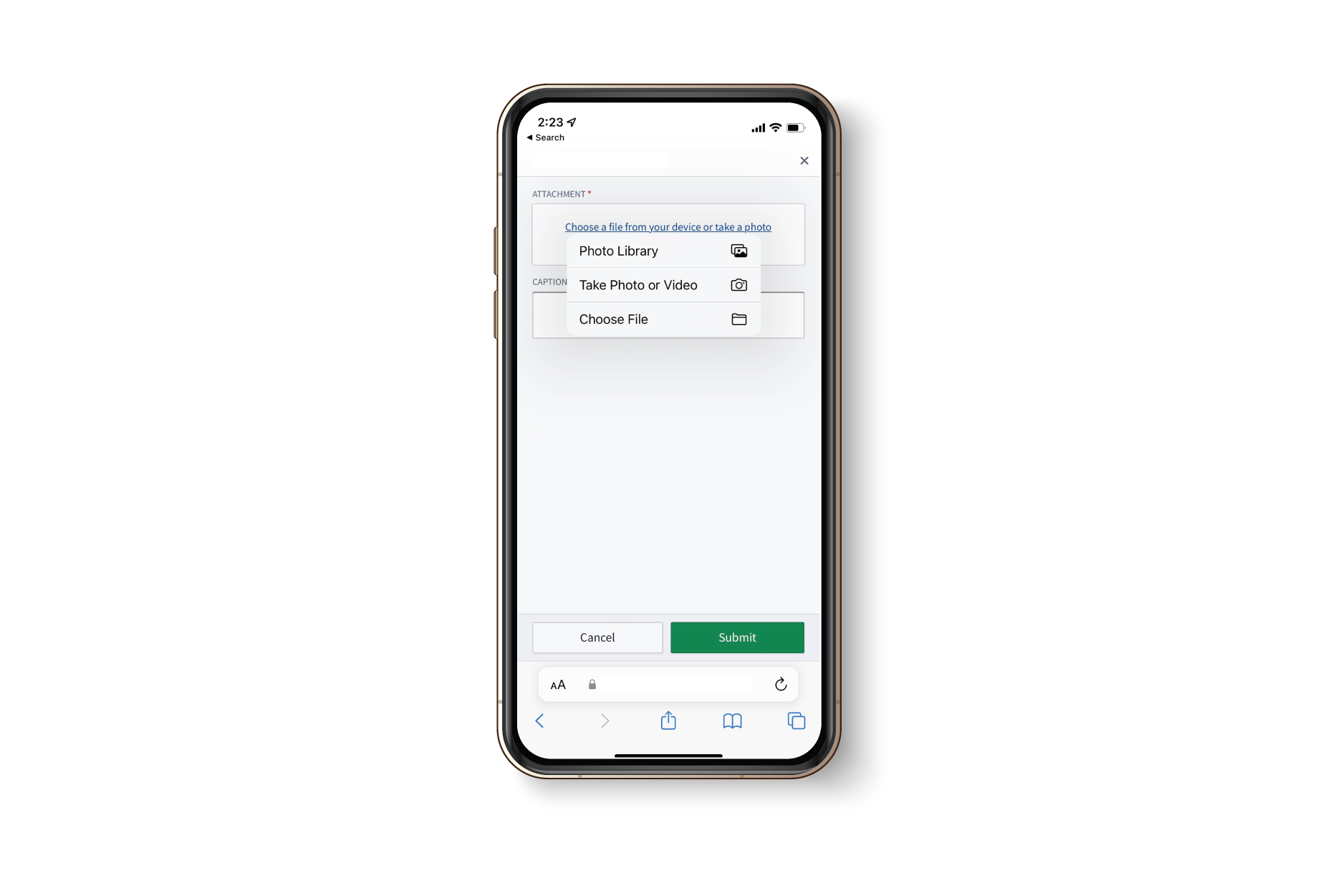 Upload files in mobile app