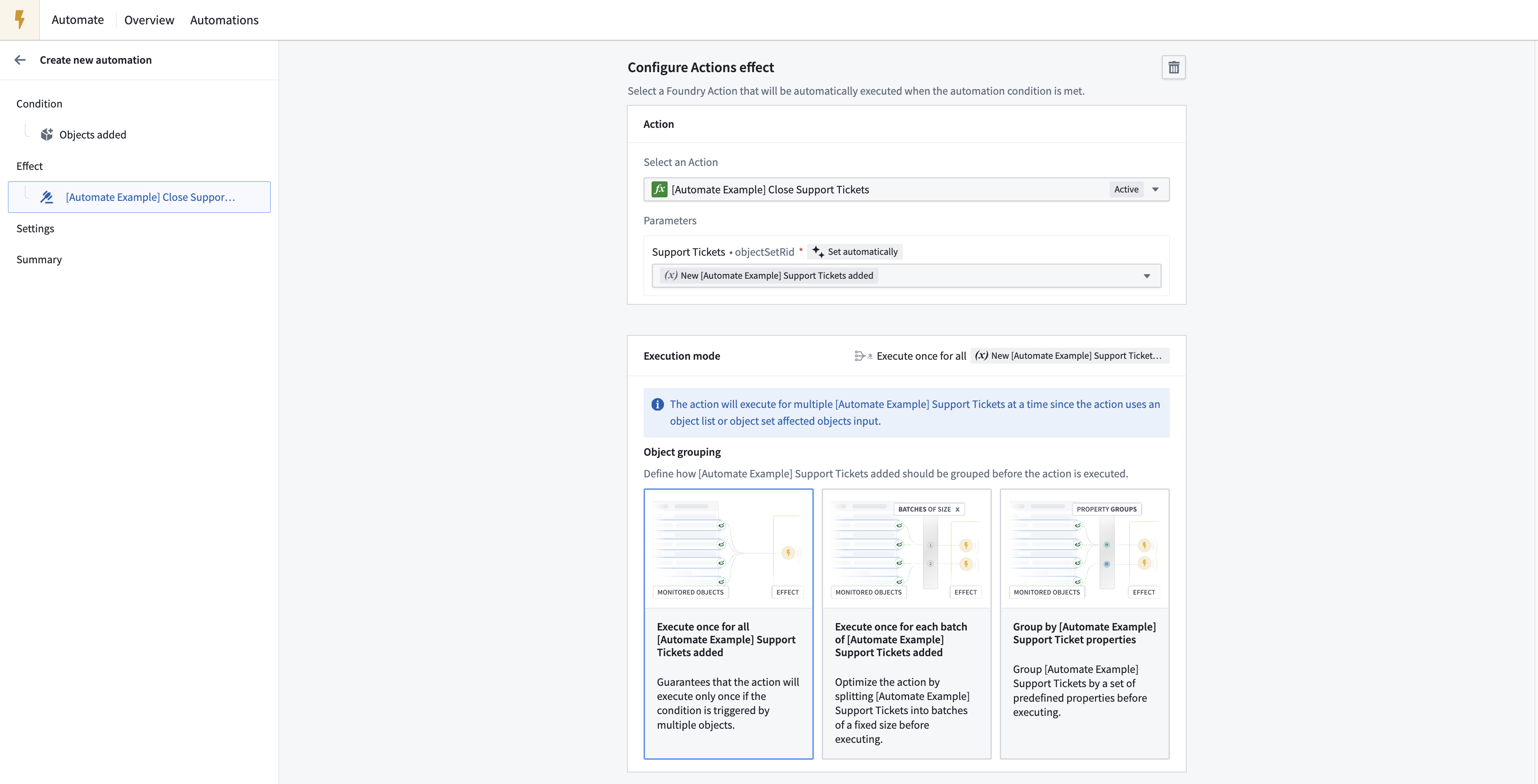 Auto-close support tickets - effect configuration