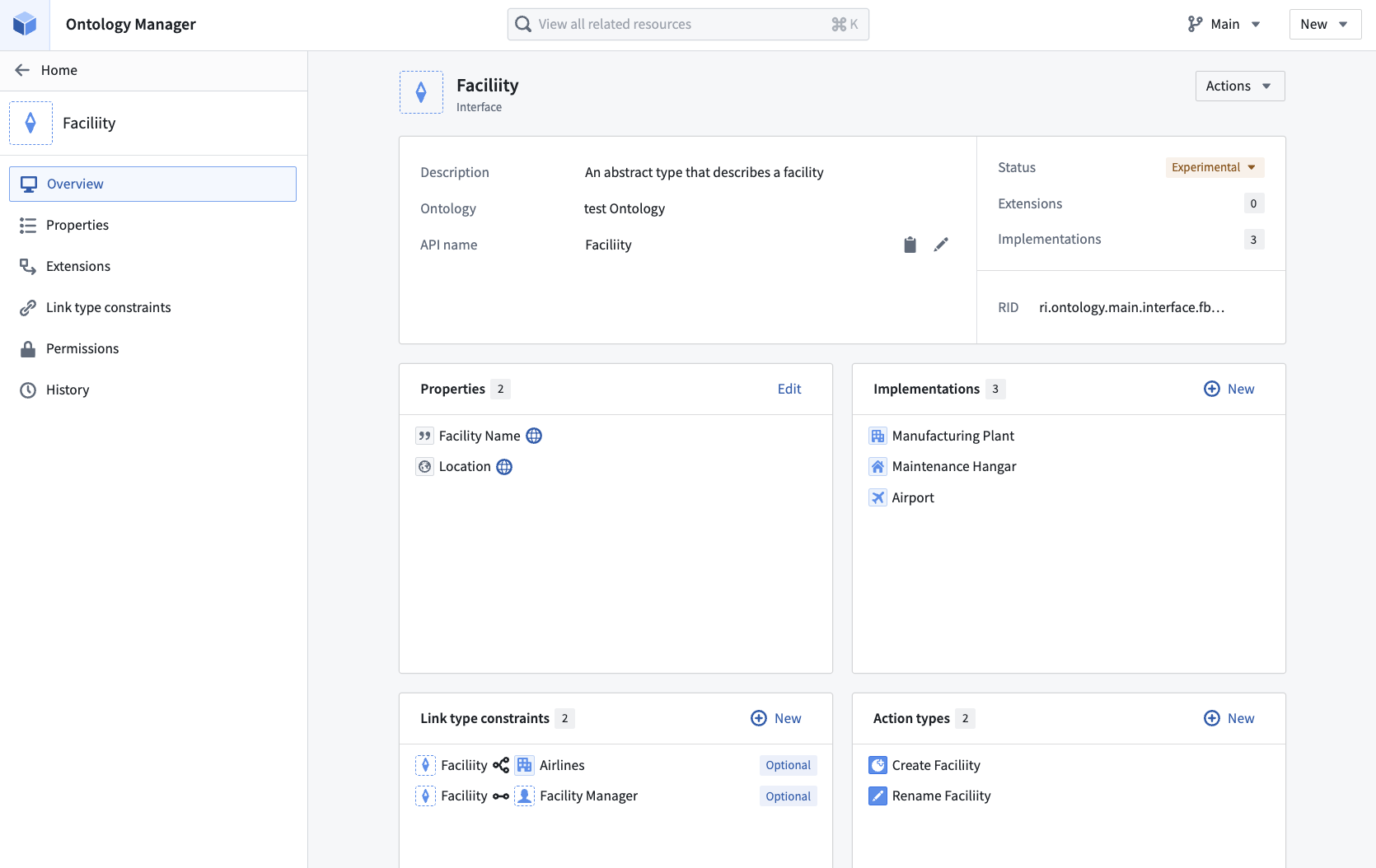 An example of a `Facility` interface.