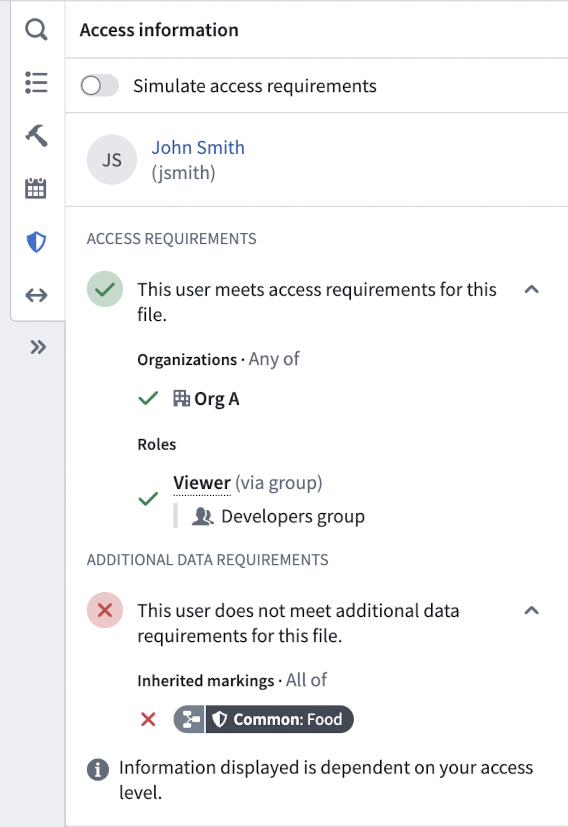 Access information in Data Lineage