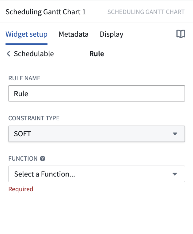 Example of rule configuration panel in Scheduling Gantt Chart widget.