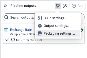 packaging settings
