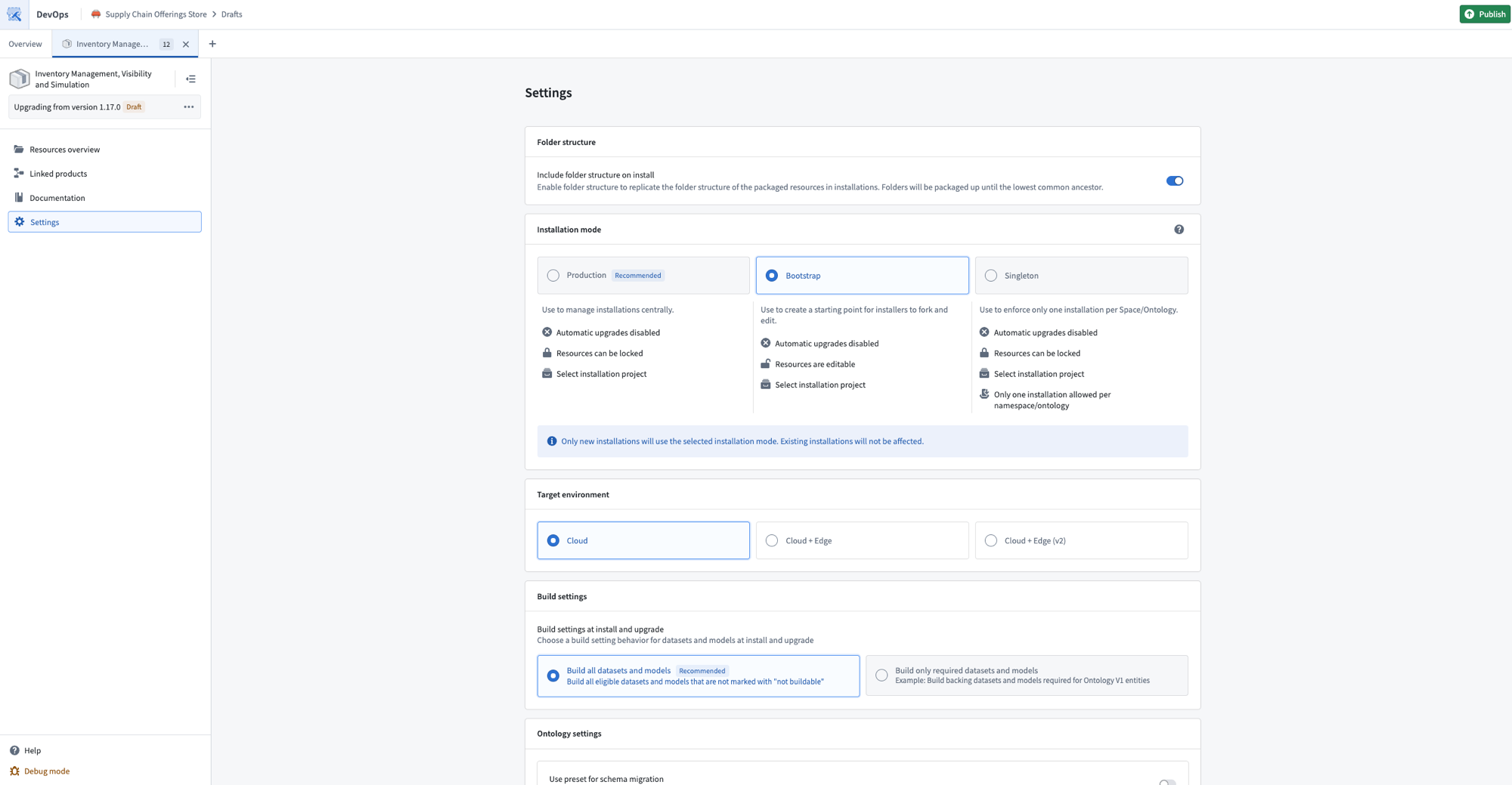 The Settings page is displayed.