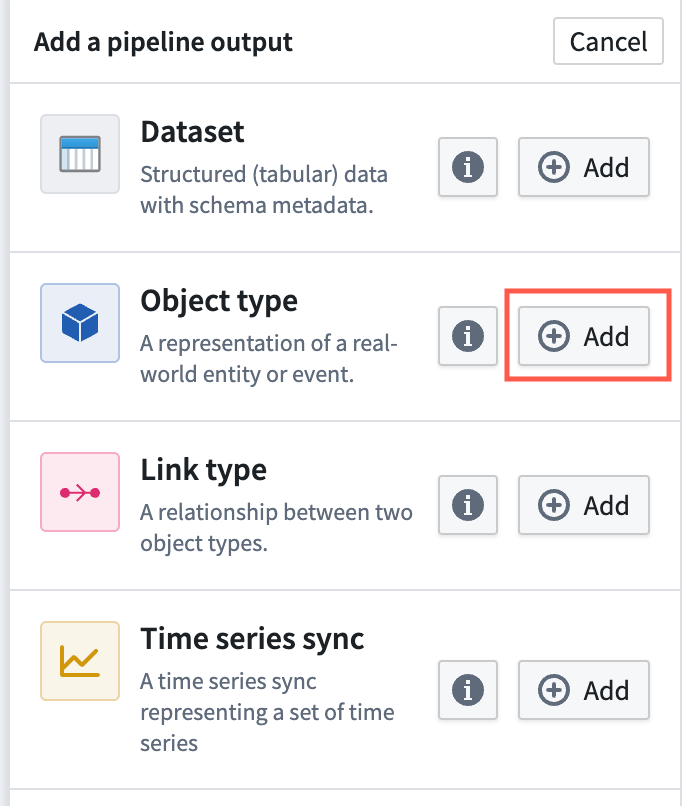 Add object type pipeline output.
