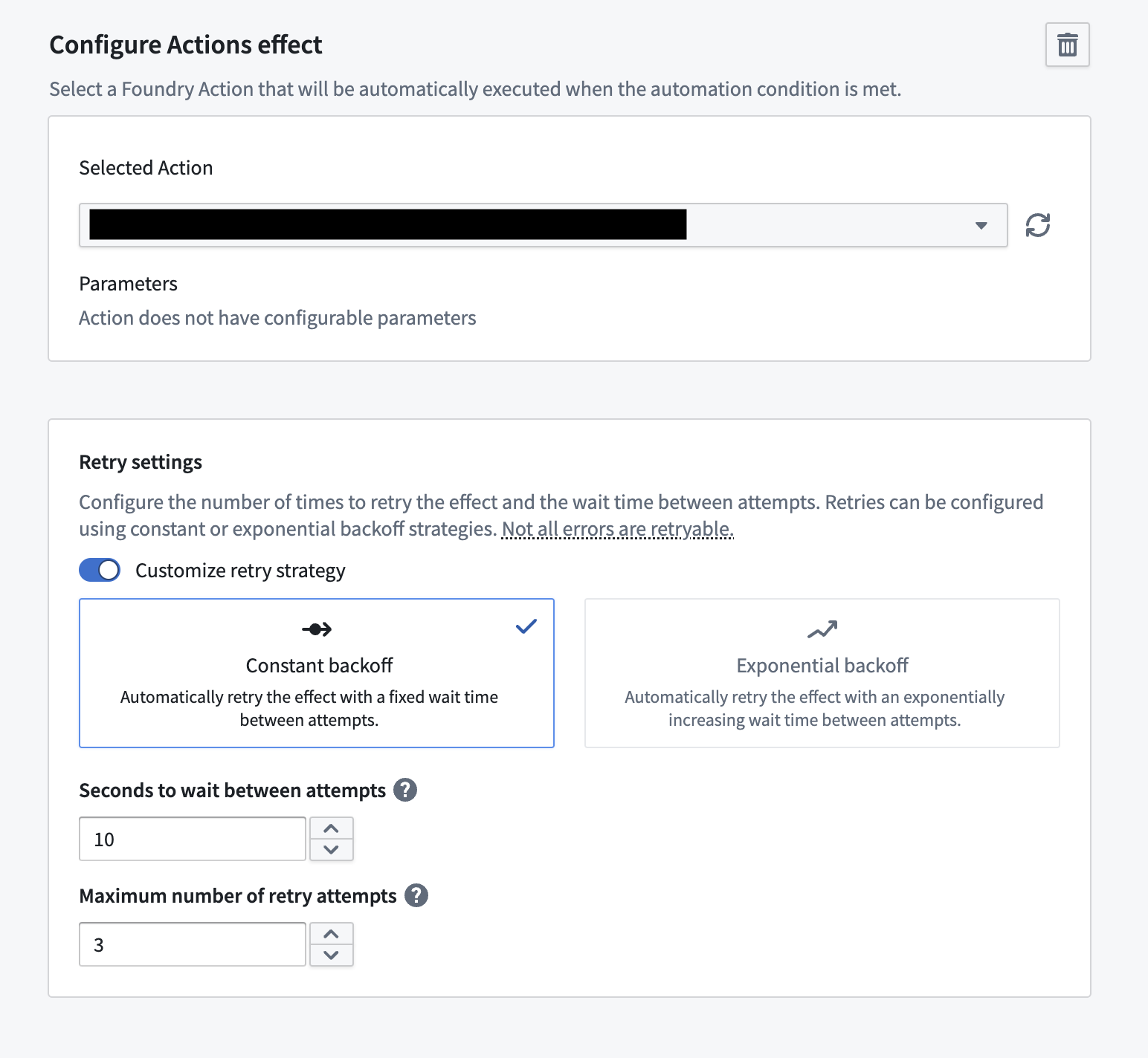 The effect retry configuration.
