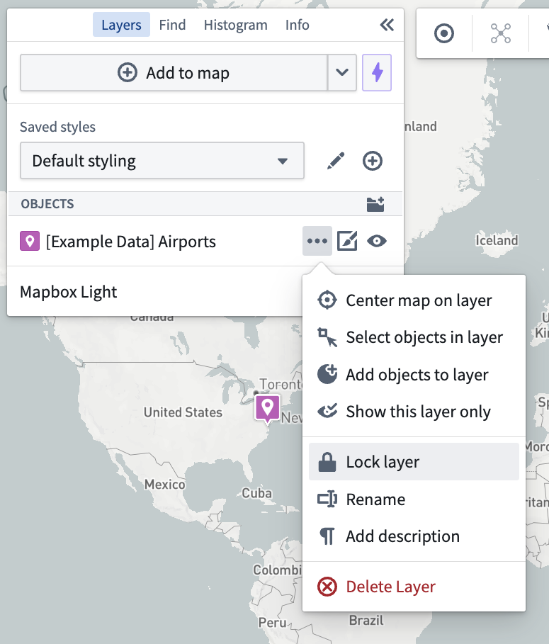 Lock objects in layer.