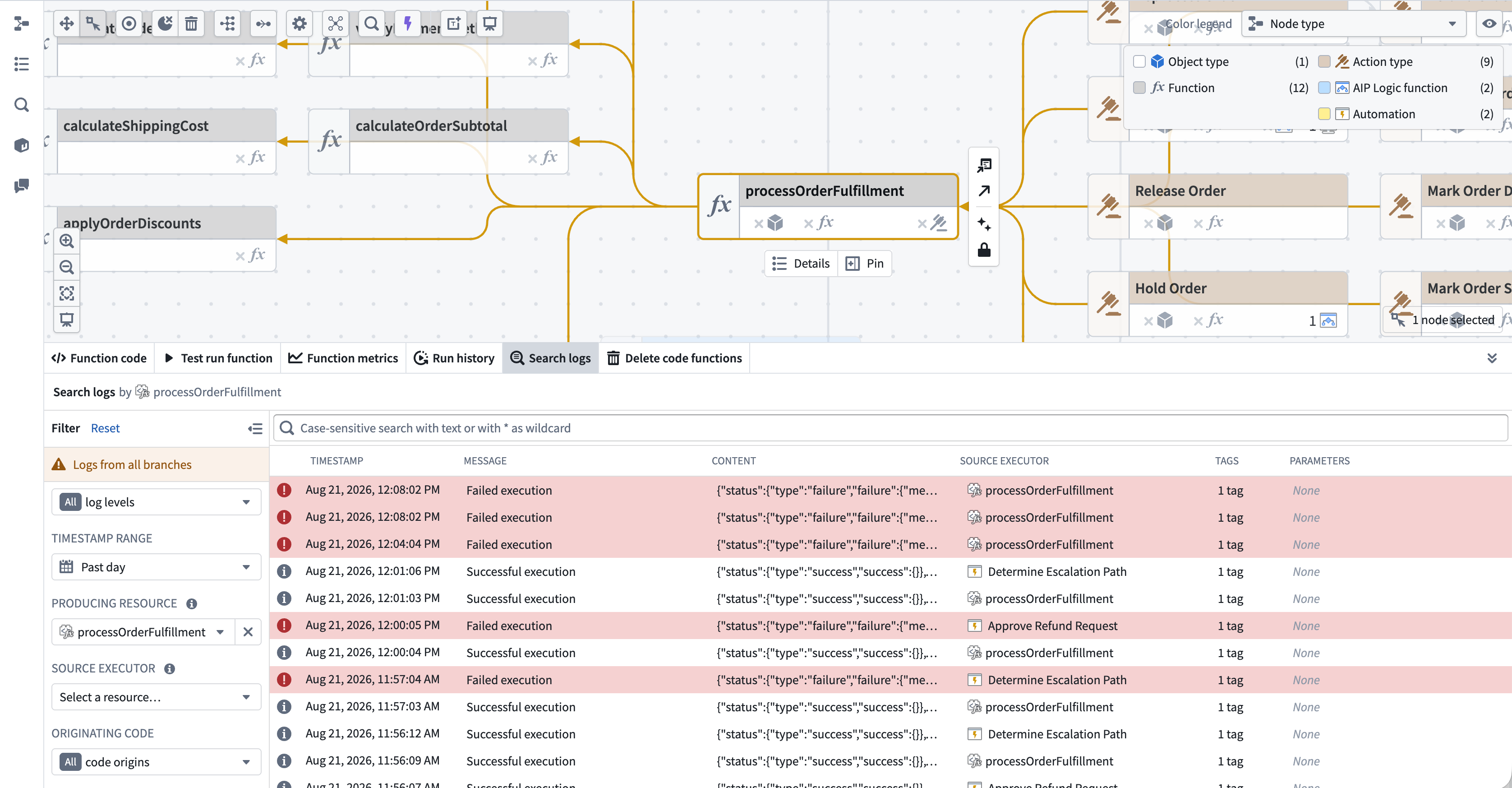 Log search in Workflow Lineage.