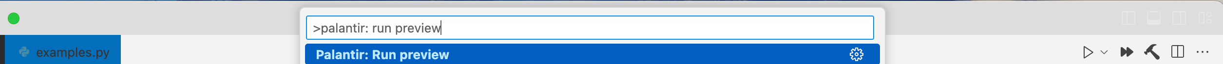 Find the "Run preview" command in the Command Palette.
