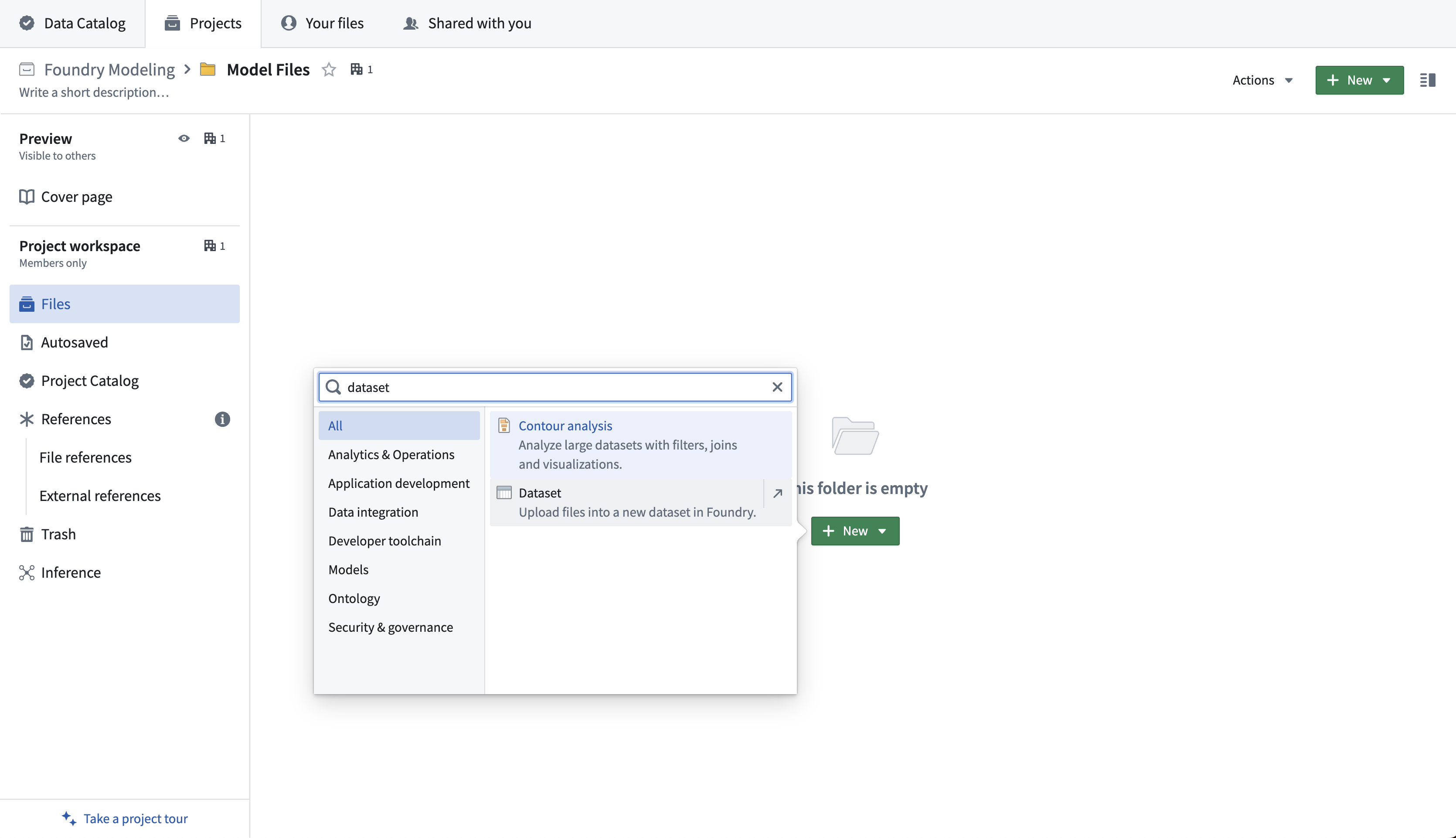 Create a new unstructured dataset from a Project. 