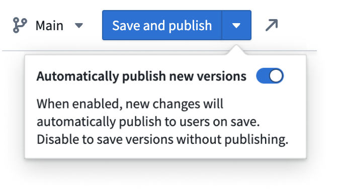 The 'Save and publish' Object View button.