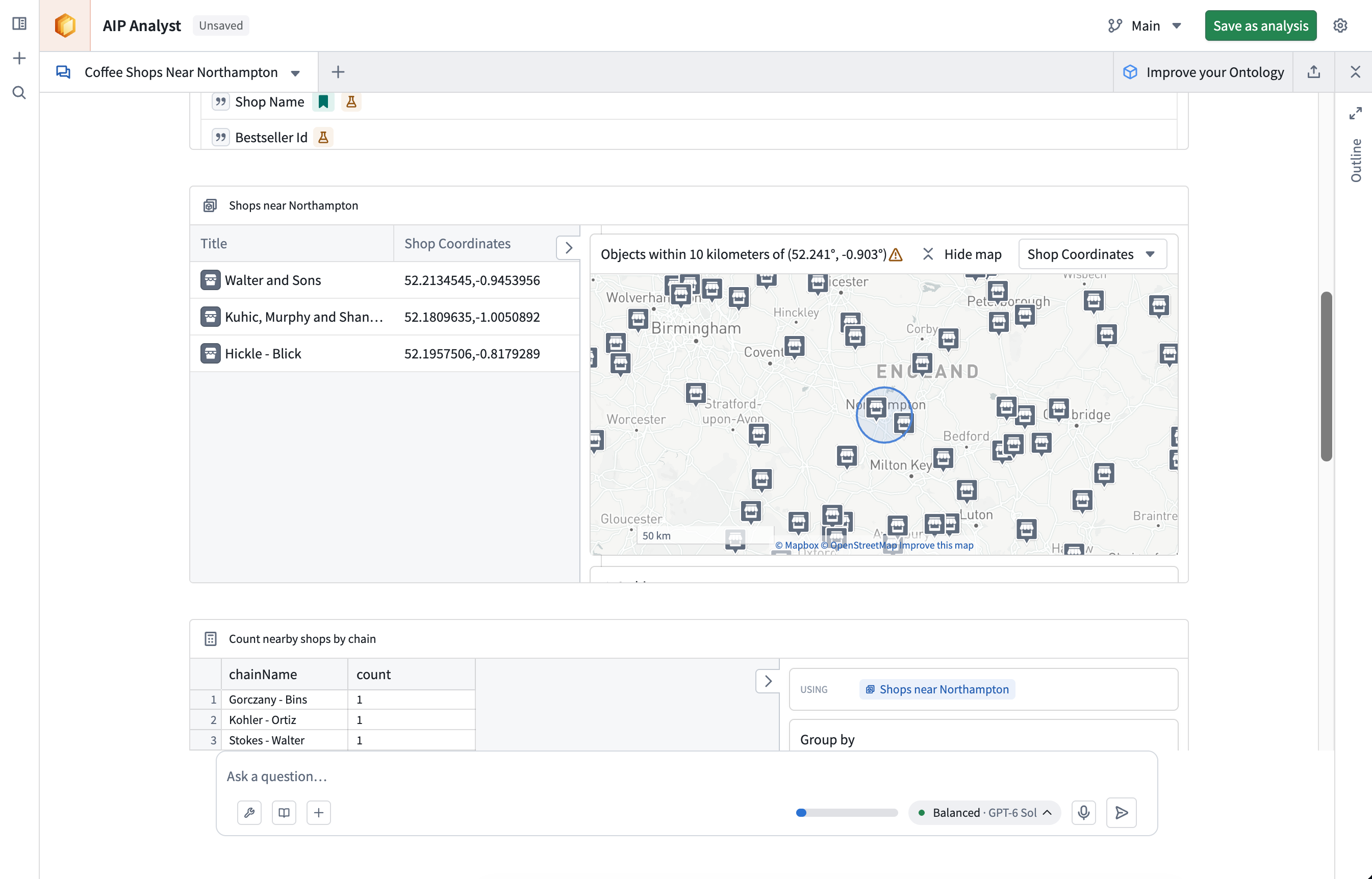 AIP Analyst geospatial filters.