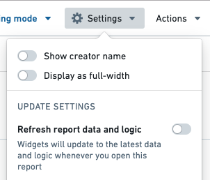 Disable refresh report data toggle
