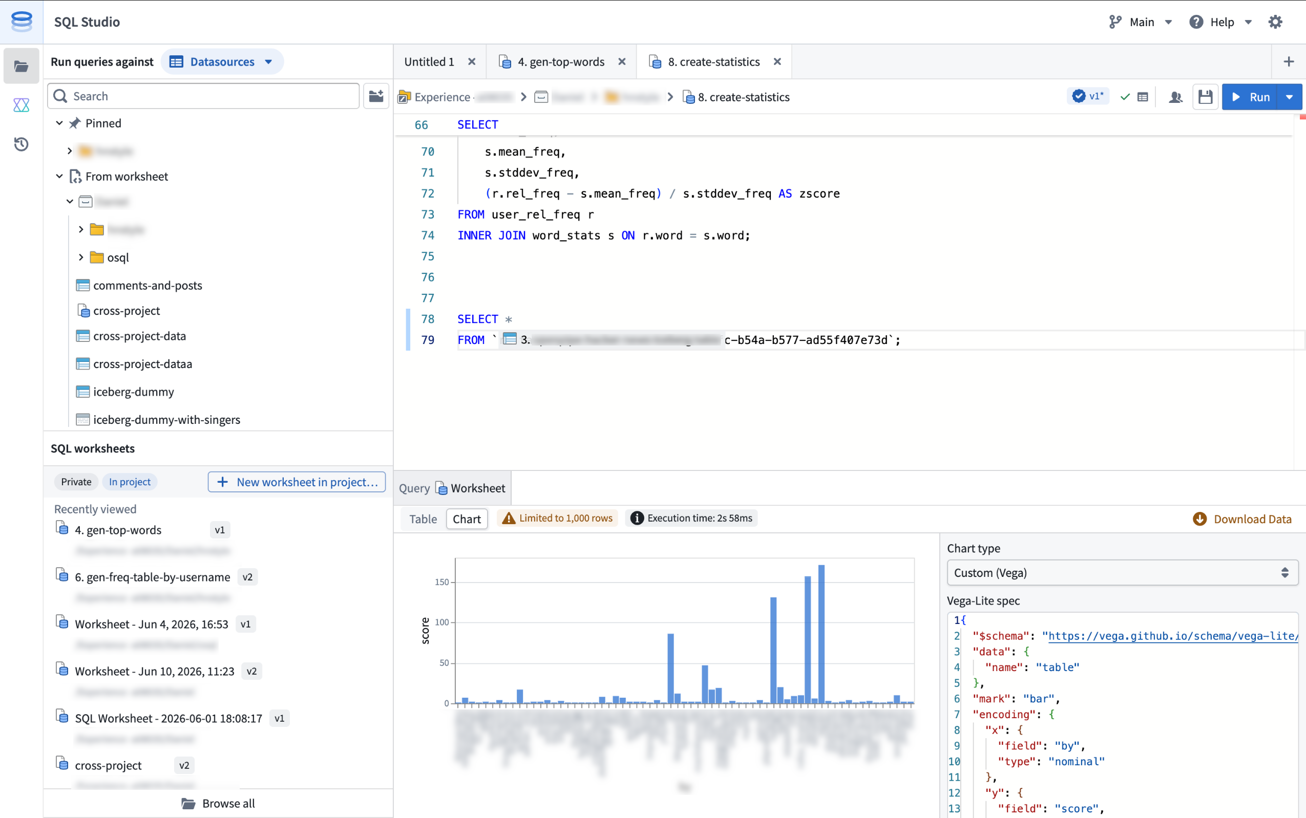 The SQL Studio application.