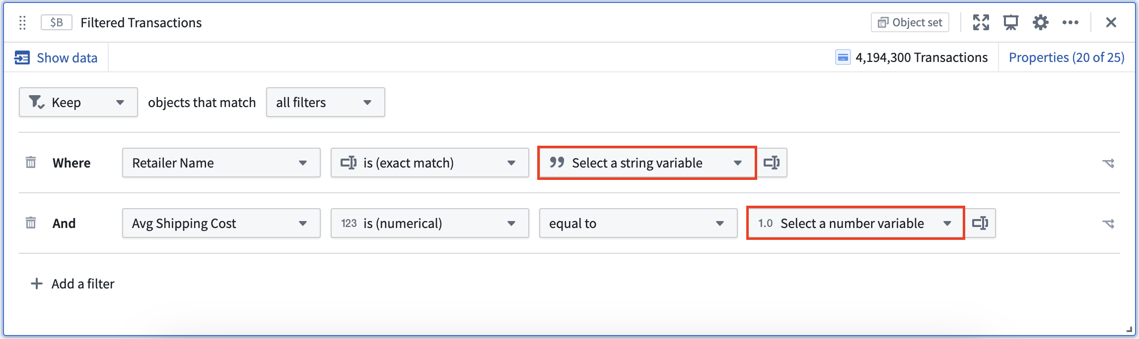 See property type in object set filter editor