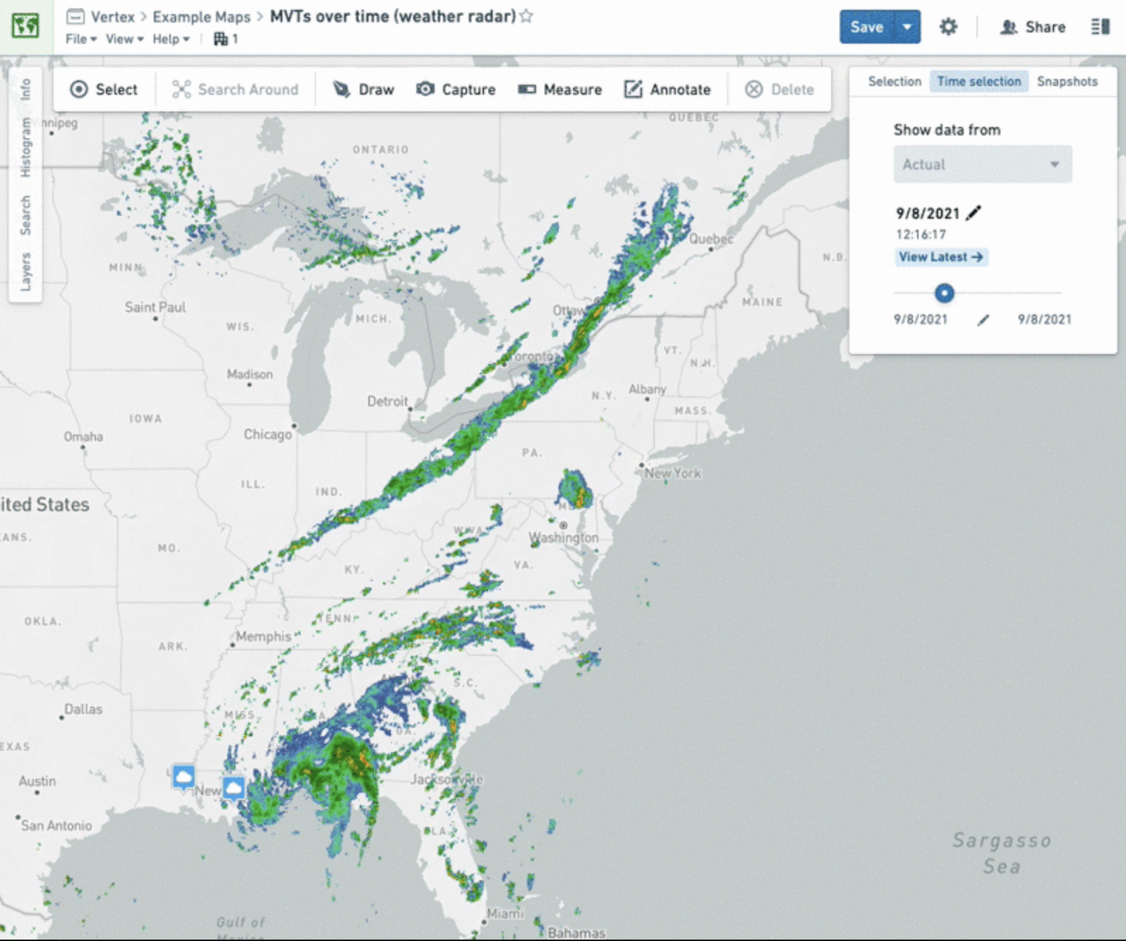 Example of Raster Data: Satellite Weather Imagery