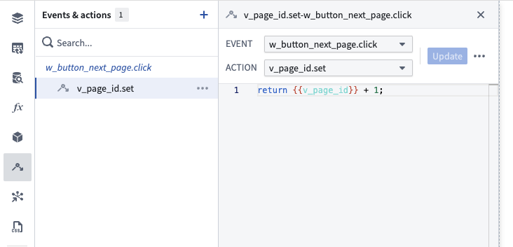 Updating variable through events