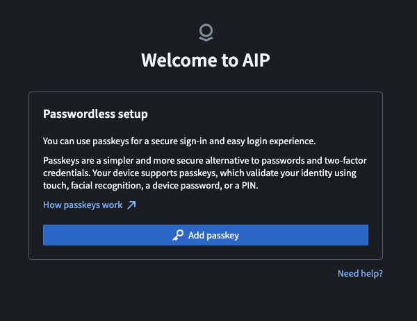 Select the 'Add passkey' option.