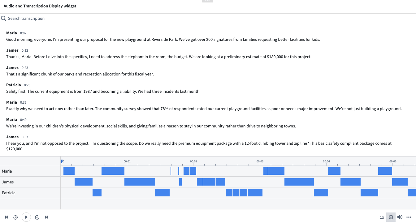Interactive audio transcription application.