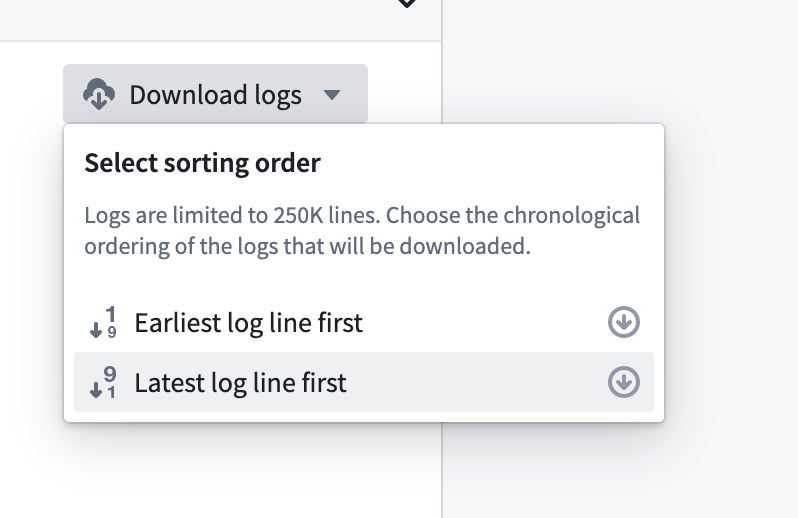 Download logs button